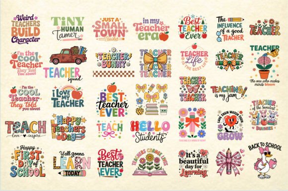 Teacher School Quote SVG PNG Mega Bundle Graphics Freebies